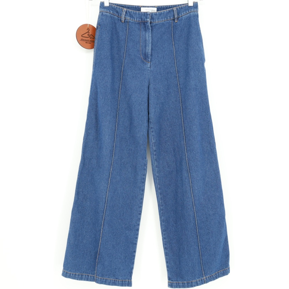 Rosetta Getty Collective Blue Wide Leg Pintuck Denim Jeans Womens Size 6